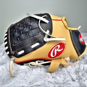 Rawlings Boys Girls Youth Left Handed Baseball Glove 10 inch Tan Black Red